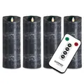 Produktbild: 4er Set Sompex LED Echtwachskerze anthrazit 8x23 mit Fernbedienung Adventskranz