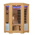 Produktbild: Artsauna Infrarotkabine Aalborg Dual-Technologie - 120x120x190 cm - 2 Personen - mit Relaxliege, Sitzbank, LED Farblicht & Glastür - Hemlock Holz Infrarotsauna