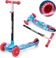 Produktbild: Dreirad-Kinderroller Meteor Funny – Bunte Leucht-LED-Räder, verstellbare Höhe, bis 50 kg, Blau