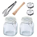 Produktbild: Westmark Fermentier-Set, 6tlg. – Set inkl. 2 Drahtbügelgläser, 2 Fermentiergewichte und je 1 Fermentier-Stampfer und 1 Zange, 666022E6