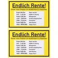 Produktbild: Endlich Rente Schild mit Tagesplanung Ruhestand Spaßschild Scherzartikel Rentner