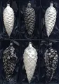 Produktbild: Thüringer Christbaumschmuck Exclusiv Schwarz Weiß Zapfen 12+16cm Glas Handarbeit Germany 6er Set