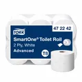 Produktbild: Essity Professional Hygiene Germany GmbH Tork Toilettenpapier SmartOne, T8 kompatibel, 18 x 13,4 cm, weiß, Einzelblattentnahme, rasch zersetzbares Papier vermeidet Rohrverstopfungen, 1 Paket = 6 Rollen á 1.150 Blatt = 6.900 Blatt 472242