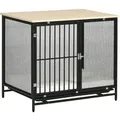 Produktbild: Hundekäfig Für Zuhause, Abschließbar Hundehütte Mit Kissen, Hundebox Mit Paletten, Hundehaus Für Mittelgroße Hunde Unter 20 Kg, Eiche, 88 X 55 X 71 Cm - Pawhut