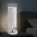 Produktbild: Tischleuchte Glas weiß Nachttischleuchte Schlafzimmer Tischlampe Glasschirm, Metall, Motiv Luftblasen, 1x E14 Fassung, DxH 12x34 cm