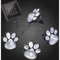Produktbild: Solar Pfoten für außen, 4x Pfoten in warmweiß 9x9cm, mit Erdspießen, Grabschmuck