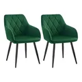 Produktbild: WOLTU 2er Set Esszimmerstühle mit Armlehne Rückenlehne, für Esszimmer Wohnzimmer Küche, Bequeme Küchenstühle gepolstert mit Samtbezug, Metallbeinen, Dunkelgrün