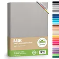 Produktbild: leevitex® Spannbettlaken 90x200cm - 100x200cm | Spannbetttuch Bettlaken | 100% Jersey Baumwolle | Matratzenhöhe bis 25 cm | Öko-Tex | Silbergrau