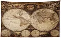 Produktbild: ABAKUHAUS Weltkarte Wandteppich und Tagesdecke, Historische alte Atlas aus Weiches Mikrofaser Stoff Waschbar ohne Verblassen Digitaldruck, 230 x 140 cm,Braun Beige