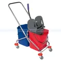 Produktbild: Reinigungswagen Doppelfahrwagen 2x27 L verchromt Nasswischwagen Wischeimerwagen