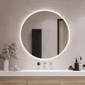 Produktbild: LED Badspiegel Badezimmerspiegel mit Beleuchtung - Rund Ø60 cm - Spiegel - (Warmweiß 3000K) - Weiß