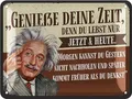 Produktbild: LANOLU Retro Blechschild- Genieße deine Zeit - Poster aus Metall mit Zitat, Geschenke für Freundinnen, Lebensweisheiten in Shabby Deko Style, Sprüche vintage Metallschild 15x20cm