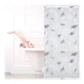 Produktbild: Relaxdays Duschrollo, 80 x 240 cm, Blatt Muster, Seilzug, flexible Montage, Duschvorhang für Badewanne, schwarz-weiß