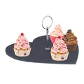 Produktbild: Relaxdays Schieferplatte Herzform, Servierplatte mit Griff, 25 x 25 cm, zum Servieren von Käse, Sushi, Desserts, schwarz