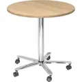 Produktbild: Beistelltisch Säulenhubtisch Besprechungstisch chrom 80 cm Durchmesser E = Eiche-mit Rollen