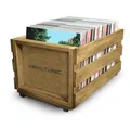 Produktbild: Vinyl Tonic | Vinyl-LP-Aufbewahrungskiste aus Holz für Schallplatten in Holzfarben, Groß, Retro-Design, mobil, 65 Schallplatten, FSC-zertifiziert