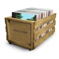 Produktbild: Vinyl-LP-Aufbewahrungskiste aus Holz für Schallplatten in Holzfarben, Groß, Retr