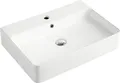 Produktbild: AqvaCeramica Aufsatzwaschtisch, weiß mit Überlauf, 600 x 420 x 130 mm