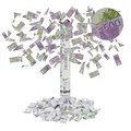 Produktbild: Relaxdays Party Popper Geldscheine, 6-8 m Effekthöhe, Karneval, Geburtstag, Spielgeld, Konfettikanone 40cm, lila/grün