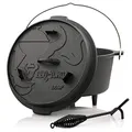 Produktbild: BBQ-Toro Dutch Oven Premium Serie | 9,0 Liter (DO9P), Topf mit Füße | bereits eingebrannt - preseasoned | Verschiedene Größen | Gusseisen Kochtopf | Bräter mit Deckelheber