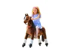 Produktbild: Ponnie Reitpferd mit Rollen Happy M (5-12 Jahre), Spielpferd zum Reiten mit Abnehmbarer Braun Sattel und Halfter mit Zaumzeug, Kämmbare Mähne und Schwanz, Plüschpferd zum Reiten für Kinder