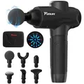 Produktbild: FunLife M6 Massagepistole & Faszienpistole – 12 mm Amplitude, 3200 U/min, 10 Stufen, 6 Massageköpfe, USB-C, leise <45 dB - Schwarz