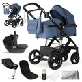 Produktbild: Bergsteiger Nizza 3 in 1 Kinderwagen, Kombikinderwagen Komplettset, Auto-Babyschale & Isofix Station, Babywanne & Buggy Sportsitz inklusive