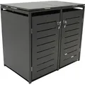 Produktbild: Mülltonnenbox 132x80x116cm für 2x Tonnen 120 und 240 Liter, Stahl anthrazit