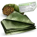 Produktbild: ToolSpace SUPERDICKE Gewebeplane Premium Plane mit Ösen 5x8 m Wetterfest Abdeckplane UV Beständig Tarp Outdoor Garten Wasserdicht Schutzplane Bauplane GRÜN 90g/m2 Reißfest Industrieplane Bootplane