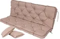 Produktbild: TexDeko® Bankauflage mit Rückenlehne für Hollywoodschaukel 150 x 50 x 56cm Gartenschaukelkissen gemütliche Sitzauflage Gartenbankauflage Polsterauflage wasserabweisend UV-beständig (Beige)