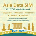 Produktbild: Südostasien Nur Daten SIM | Indonesien, Malaysia, Singapur, Thailand, Vietnam | 1 GB täglich bei 4G LTE High-Speed-Internetdaten