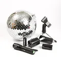 Produktbild: Discokugel Set - Mobile Party Kit - 20cm Spiegelugel, Batteriemotor, Pinspot, Stativ - Effektlicht Partylicht Komplettset