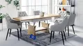 Produktbild: designimpex DA-777 Couchtisch Eiche Gold/Weiß matt ausziehbar höhenverstellbar mit Ablage 120/200 cm modern Wohnzimmertisch Esstisch abgerundete Ecken Sofatisch platzsparend hochwertig Wohnzimmer