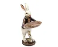 Produktbild: Werner Voss Kartenhalter Hase Dekofigur Skulptur Kaninchen auf Standfuß mit Dekoschale Polyresin Shabby 30cm