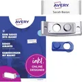 Produktbild: AVERY Zweckform polar20 Namensschilder 10 Stück (68x22mm, 10 Schilder mit Magnet, verdrehsicher, mit blanko Einsteckschildern zum Bedrucken, magnetische Namensschilder für Kleidung) edelstahl matt