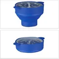 Produktbild: Relaxdays Popcorn Maker Silikon für Mikrowelle, zusammenfaltbarer Popcorn Popper, Zubereitung ohne Öl, BPA-frei, blau