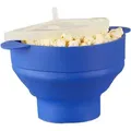 Produktbild: Relaxdays Popcorn Maker Silikon für Mikrowelle, zusammenfaltbarer Popcorn Popper, Zubereitung ohne Öl, BPA-frei, blau