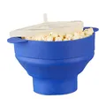 Produktbild: Relaxdays Popcorn Maker Silikon für Mikrowelle, zusammenfaltbarer Popcorn Popper, Zubereitung ohne Öl, BPA-frei, blau, 25.5 x 25.5 x 14.5 cm