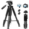 Produktbild: Victiv Kamera Stativ mit 52–160-185cm Höhe, leichtes Camera Tripod mit Abnehmbar 3-Wege-Kopf, Aluminium fotostativ für DSLR Canon Nikon Sony, Dreibeinstativ for Smartphone mit Handy Halterung