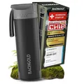 Produktbild: Bachgold® Profi Outdoor Wasserfilter Flasche I Entfernt 99,99% aller Bakterien und filtert Mikroplastik, Partikel und Chlor I Blackout & Krisensicher (Schwarz, 500ml)