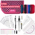 Produktbild: CALCUSO GEOMETRIE SET PRO in pinker Federmappe/Federmäppchen mit Zirkel und Geodreieck - Praktisches Mäppchen für Schule, Uni, Büro und Zeichnungen - Ideal als Geometrie-Set für die Schule