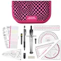 Produktbild: CALCUSO Geometrie Set PRO – Pinkes Mäppchen mit Zirkel, Geodreieck & Lineal