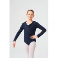 Produktbild: tanzmuster Sweatjacke Ballett Wickelacke Mandy aus weicher Baumwolle Ballettjacke für Mädchen blau 152/158