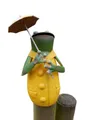 Produktbild: Deko-Impression Tierfigur Zaunfigur Zaunhocker Gartendeko witziger Frosch m. Schirm gelb 19 cm (1 St)