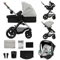Produktbild: Kinderkraft MOOV 2 XL 3in1 Kombikinderwagen – Buggy, Babywanne & MINK PRO i-Size Autositz, Luftreifen, Zubehör, Grau - Grau