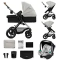Produktbild: Kinderkraft MOOV 2 XL AIR Kinderwagen 3 in 1 Kinderwagenset bis 27 kg mit Kindersitz I-Size 40-75 cm, Große aufblasbare Räder mit Dämpfung, Verwandelbarer 2-in-1 Sitz, Babywanne XL, Zubehörsatz, Grau