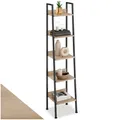 Produktbild: tectake® Leiterregal mit 4/5 Ebenen, schmales Regal, Standregal, Nischenregal, Möbel für Arbeitszimmer, Badezimmer Regal, Bücherregal Wand, 35,5 x 31,5 x 170,5 cm - Industrial Holz hell, Eiche Sonoma