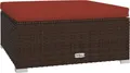 Produktbild: vidaXL Gartenhocker mit Kissen Braun 70x70x30 cm Poly Rattan