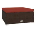 Produktbild: vidaXL Sofaelement Gartenhocker mit Kissen Braun 70x70x30 cm Poly Rattan (1 St)