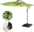 Produktbild: Ampelschirm Terni, Sonnenschirm Sonnenschutz, Ø 3m neigbar, Polyester/Stahl 11kg grün-lemon mit Ständer